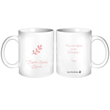 Mug Cadeau Maîtresse Nounou personnalisé Rose pâle 325ml